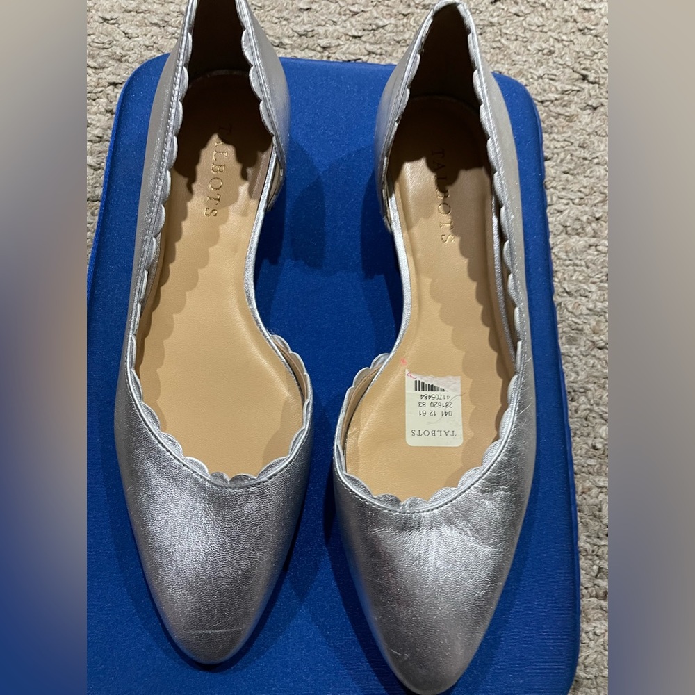 Talbots Metallic Silver Flats